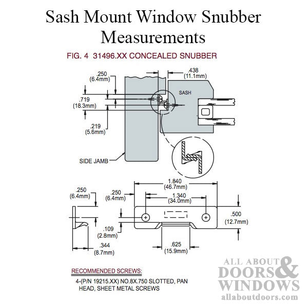 Truth 31496 Casement Window Snubber - E-Gard or Stainless