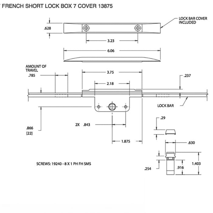Truth 13875 Short Lock Box for French Casement Push Out Window