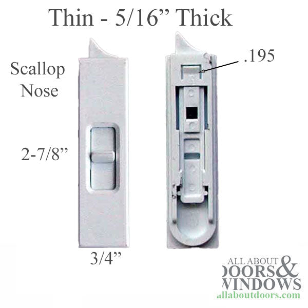 White Slide-In Tilt Latch, 5/16" Thin, Pair for Vinyl Windows