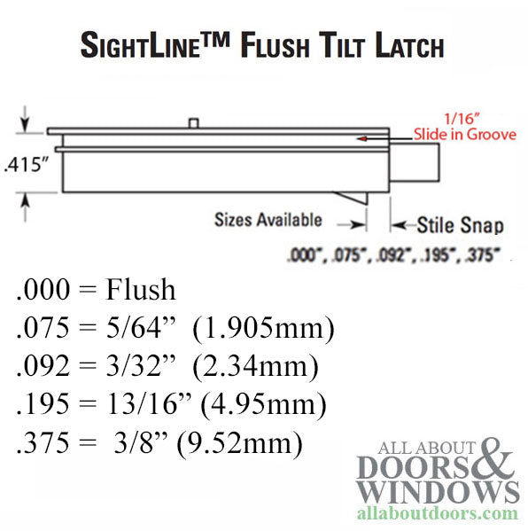 White Slide-In Tilt Latch, 5/16" Thin, Pair for Vinyl Windows