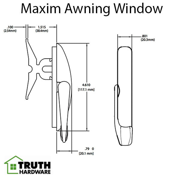 Truth 24.32 Sash Lock Non-Handed Awning Window Maxim Hardware