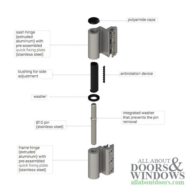Amesbury Giesse Clamp Hinge for Aluminum Terrace and Balcony Doors