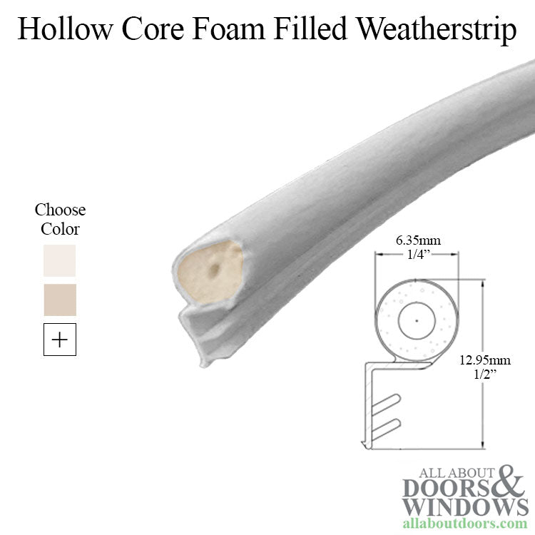 0.250" Offset Barb Hollow Core Foam Filled Weatherstrip – Beige