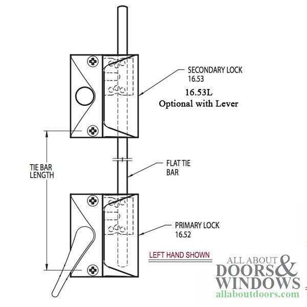 Truth 16.53 Secondary Sash Lock w/ Lever & Pin - Tie Bar