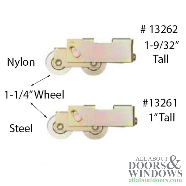 Sliding Patio Door Tandem Roller, Steel Housing, 1-1/4" Steel Wheels