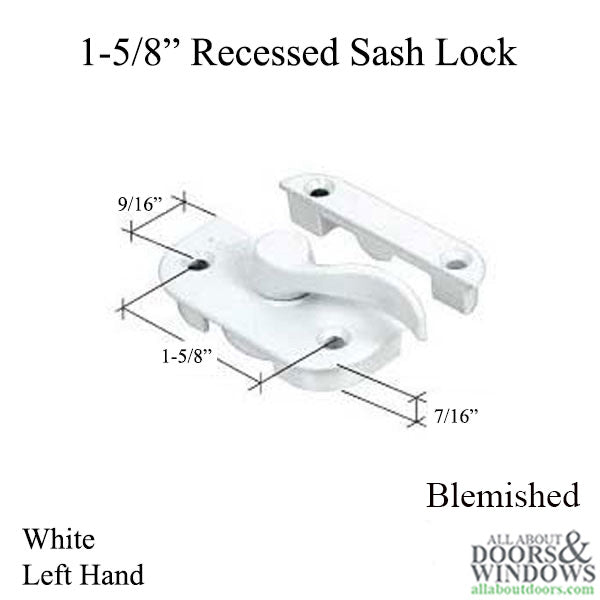 Recessed Mortise Sash Lock, Left Hand, White - 500327-W-BLEM