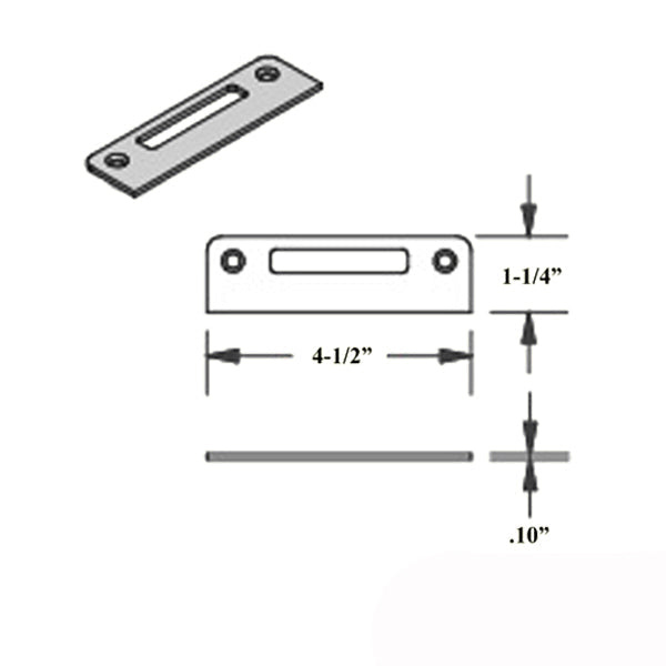 Square Corner Flat Radius Rhino Strike Plate Tongue Stainless Steel Hardware