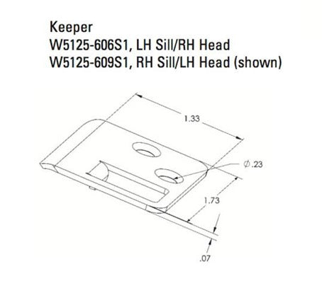 Extended Curved Lip Strike Plate RH Sill / LH Head – Single Door Shoot Bolt