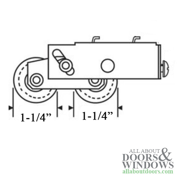 Sliding Patio Door Roller Assembly Steel Housing 1.25 Inch Steel Wheel Diameter