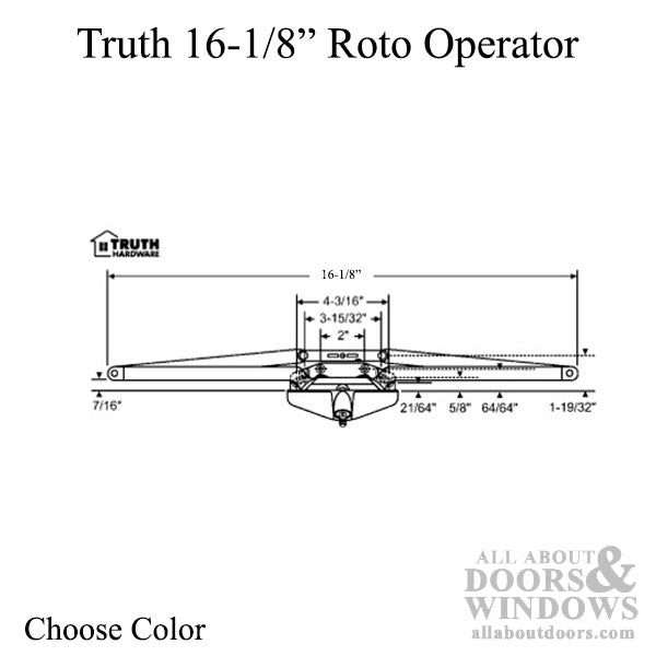 Truth 11.12 Roto Awning Operator, 16-1/8 inch Scissor Type, Single Hook