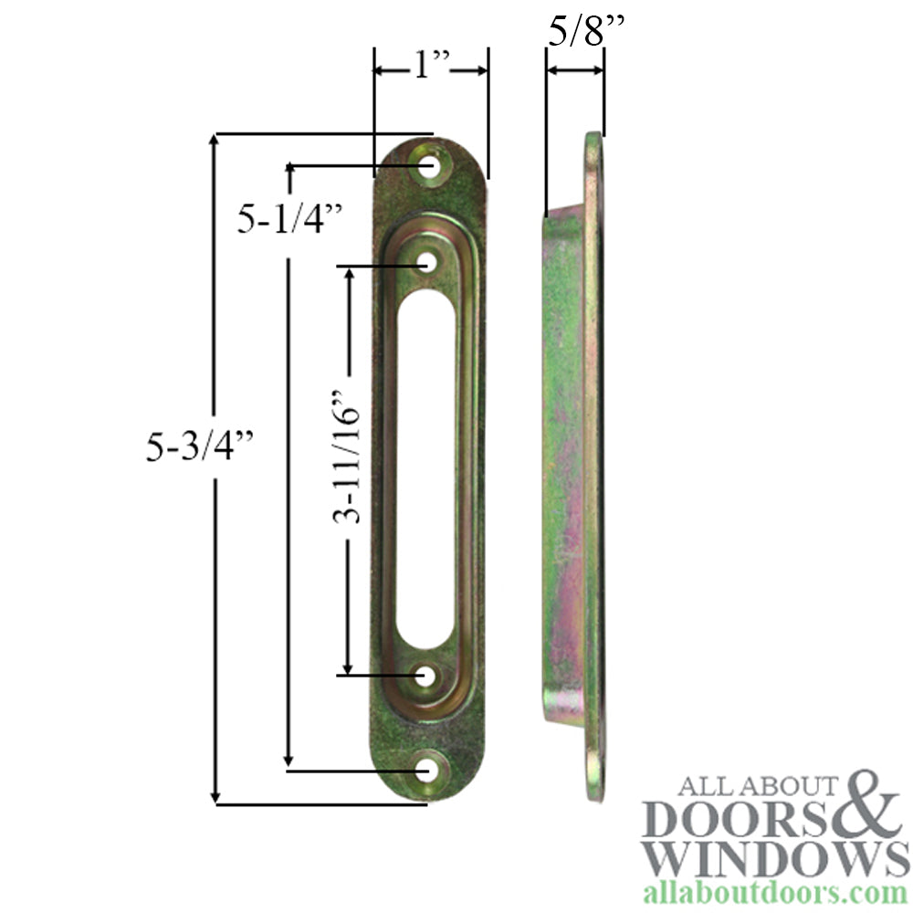 Shallow Mortise Lock Trim Plate, 1" x 5-3/4", 3/8" Deep