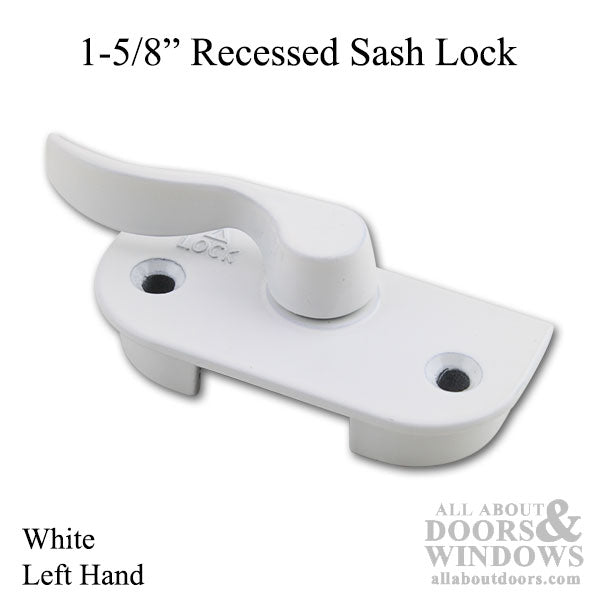 Left Hand Recessed Sash Lock, 1-5/8" Screw Holes, White