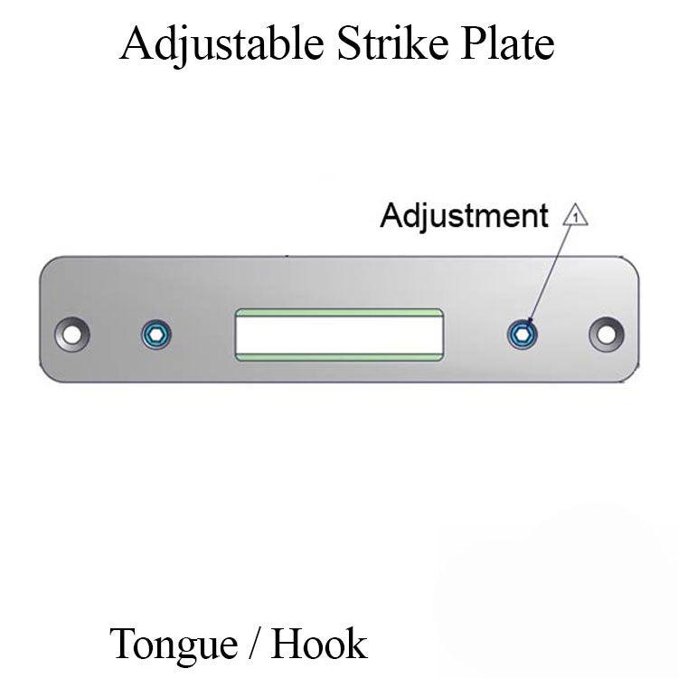 Adjustable Strike Plate Flat Tongue / Hook Stainless Steel Hardware