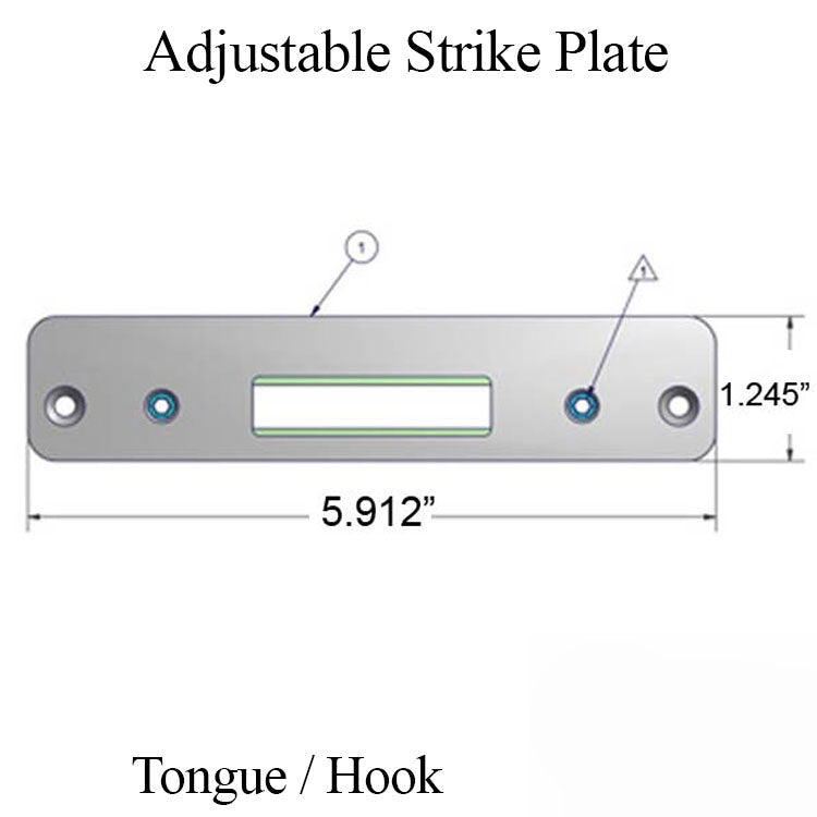 Adjustable Strike Plate Flat Tongue / Hook Stainless Steel Hardware