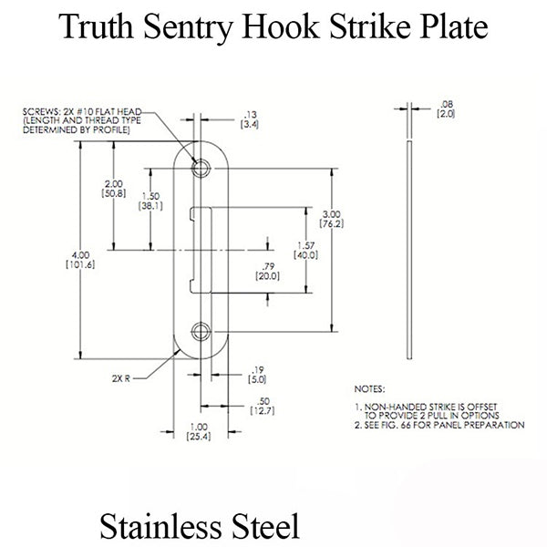 Hook Strike Plate 1-3/16 In. X 3-7/8 - Truth Sentry Ss Hardware