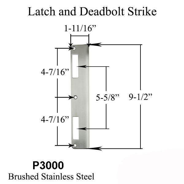 P3000 Active Latch And Deadbolt Curved Lip Strike Plate Hardware