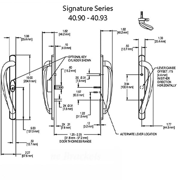 Truth 40.92-ACT Active Signature Sliding Door Handle - Keyed
