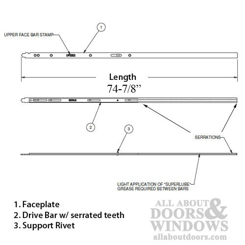 16mm P2000 Active Upper Assembly for Doors 108.5"–121.5"