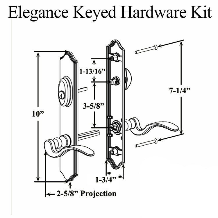 Elegance 10 Arch Keyed Active Hardware - Choose Color