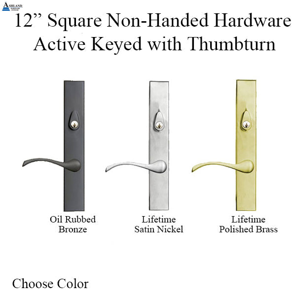Expressions 12 Inch Square Non-Handed Active Keyed Hardware Choose Color