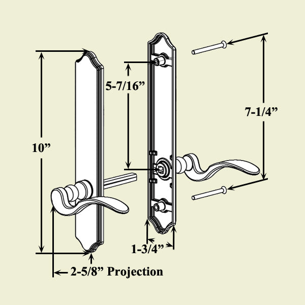 Evolutions 10 Curve Top Non-Keyed Handle Hardware For Passive Hinged Door