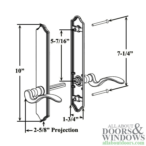 Evolutions 10Inch Curve Top Non-Keyed Handle Set, Active Door