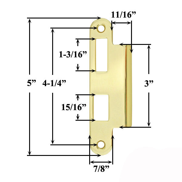 Ashland Strike Plate Right Handed - Polished Brass Hardware