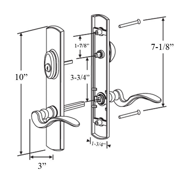 Expressions 1.75 X 10 Curved Top Keyed Active Trim Set Hardware