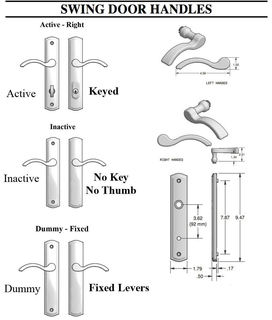 Active Handle Set 100 Series Lever C Plate Left Hand - Choose Color Hardware