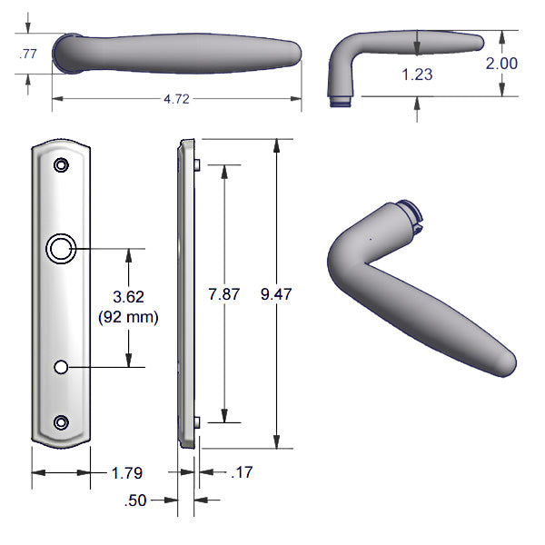 Active Keyed Handle Set 800C - For Multipoint Locks Zinc Material Choose Finis Hardware