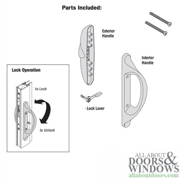 Allure Sliding Patio Door Handle Set, Non-Keyed - 40.85.106