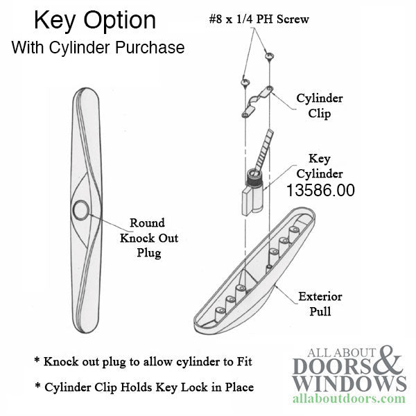 Allure Sliding Patio Door Handle Set, Non-Keyed - 40.85.106