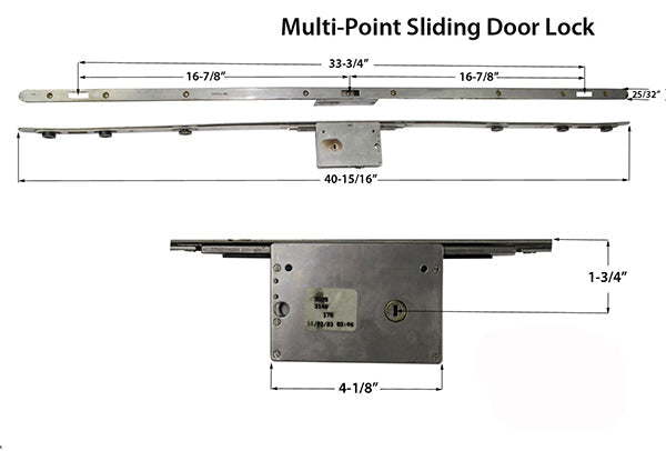 Multipoint Sliding Door Lock 3 Hooks 1-3/4 Backset Hardware