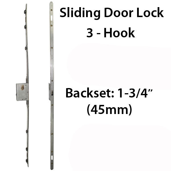 Multipoint Sliding Door Lock 3 Hooks 1-3/4 Backset Hardware