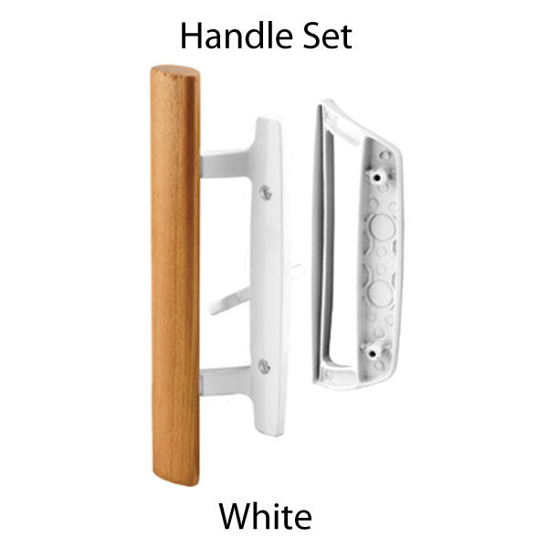 White Mortise Handle Set for Sliding Patio Doors, 3-15/16"