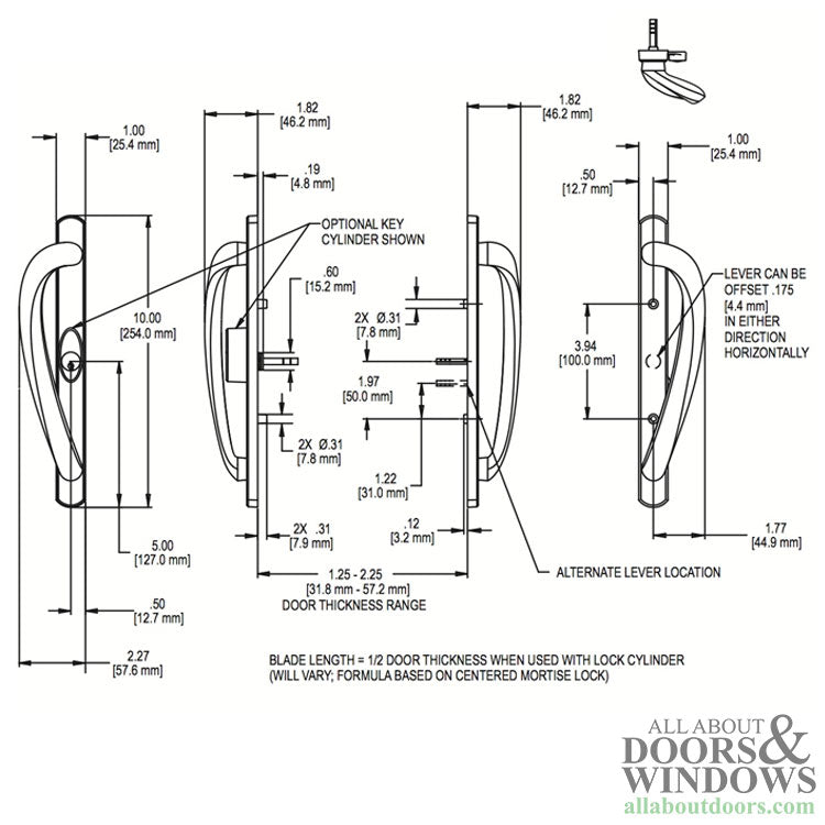 Truth Round Top Sliding Door Handleset - Dummy, Fixed Handles
