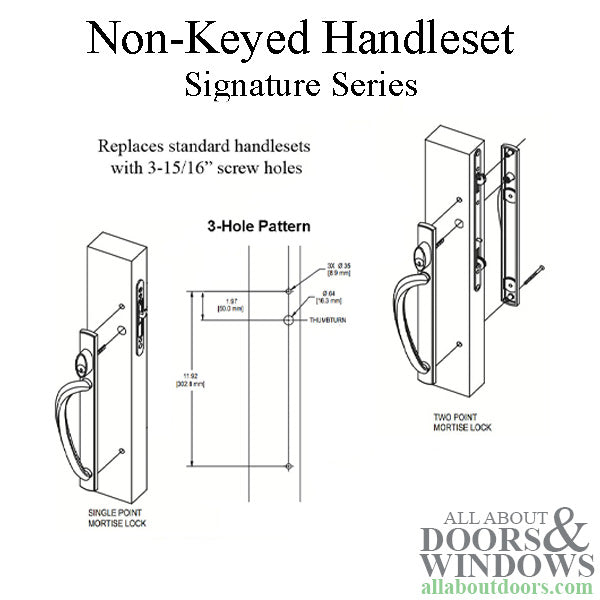 Truth® Non-Keyed curved top sliding Door Handleset Trim - Choose Color
