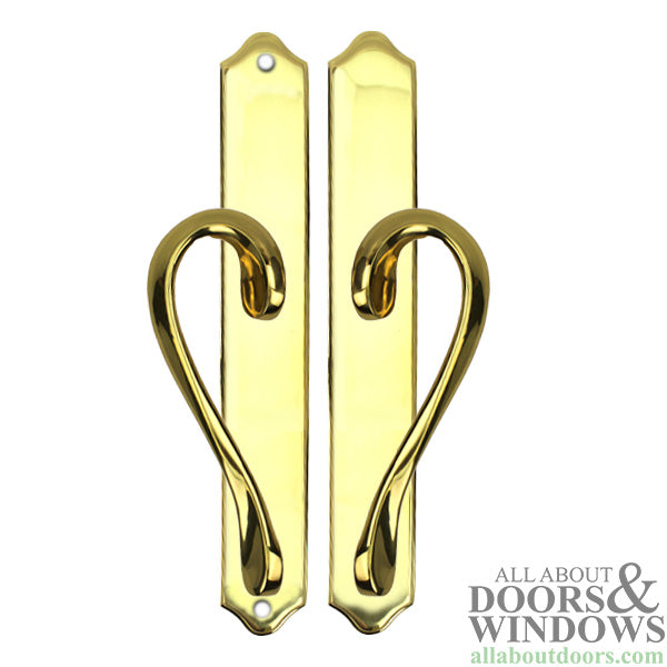 Wide Plate Passive Sliding Patio Door Handle, Polished Brass – No Key or Thumb Turn