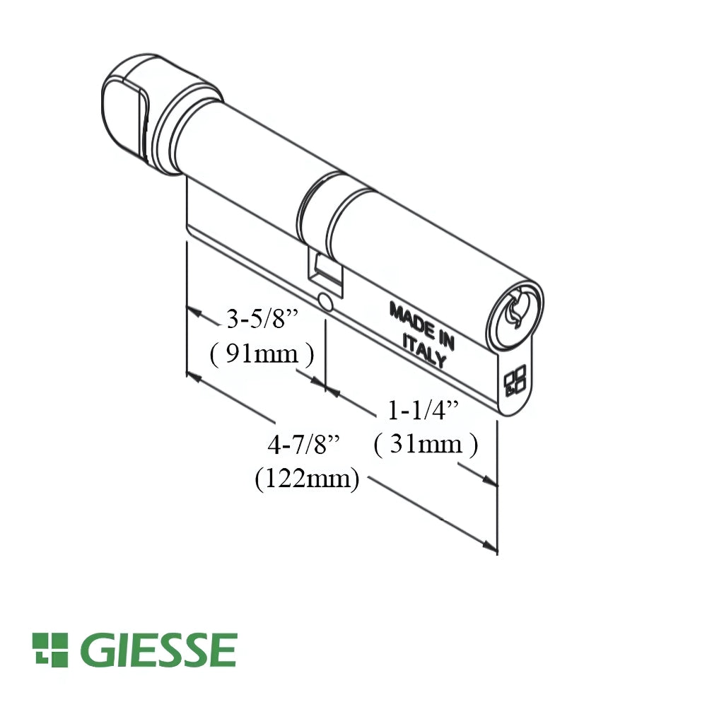 Giesse® 122mm Euro Profile Cylinder, Off-Center