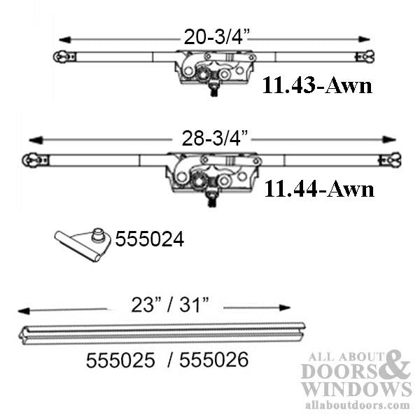 Truth 11.43 Entrygard Dual Arm Awning Operator 20-3/4" Span
