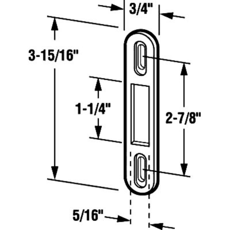 4" Latch Keeper for Sliding Glass Door, Hook Style, Stamped Steel