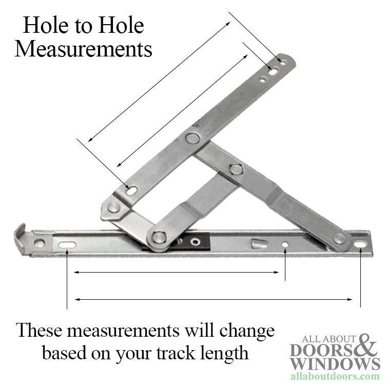 Anderberg 222SS 4 Bar Egress Window Hinge with Stop - 12" Track