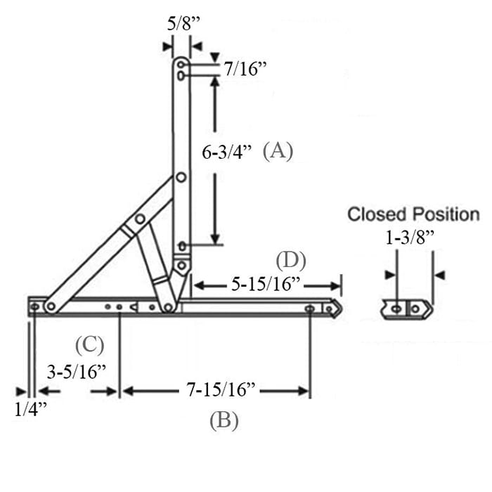 Anderberg 401SS Standard Duty 4 Bar Casement Window Hinge Stainless Steel