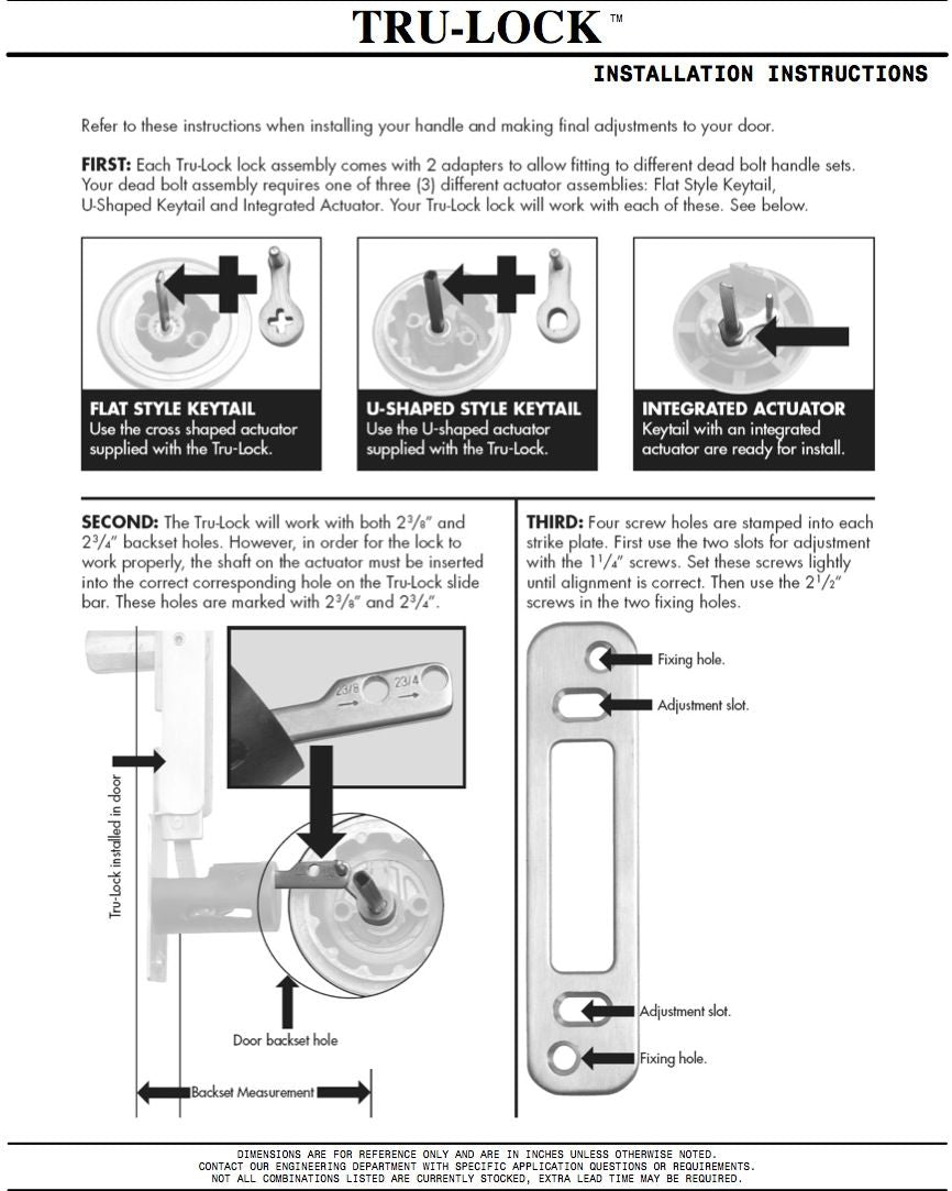 Tru-Lock Deadbolt Multipoint Lock Conversion Kit