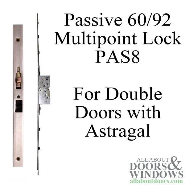 Passive PAS8 60/92 Multi-Point Door Lock for Double Doors with Astragal – Stainless Steel