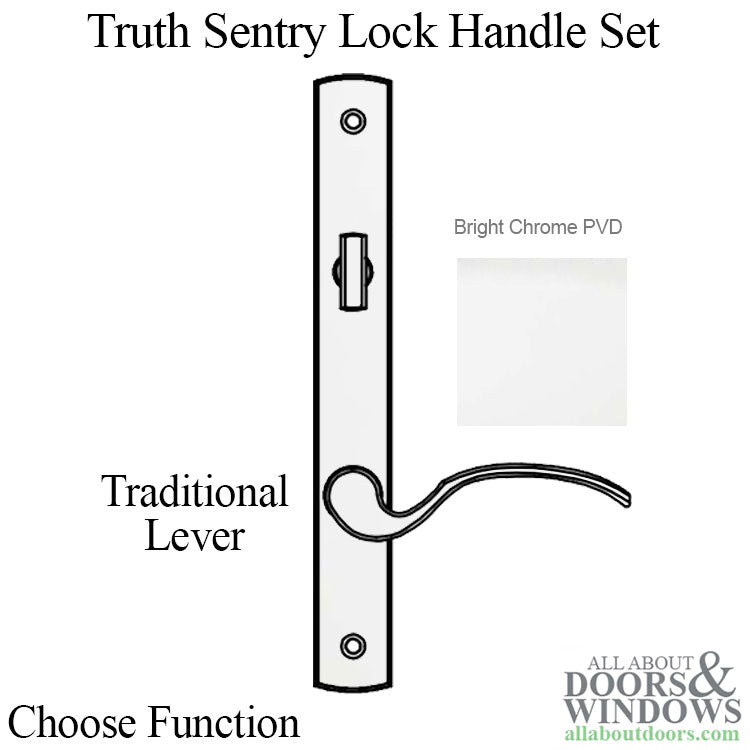 Truth® Sentry Lock Handle Set, Traditional, Decorative finish over Brass, PVD Chrome