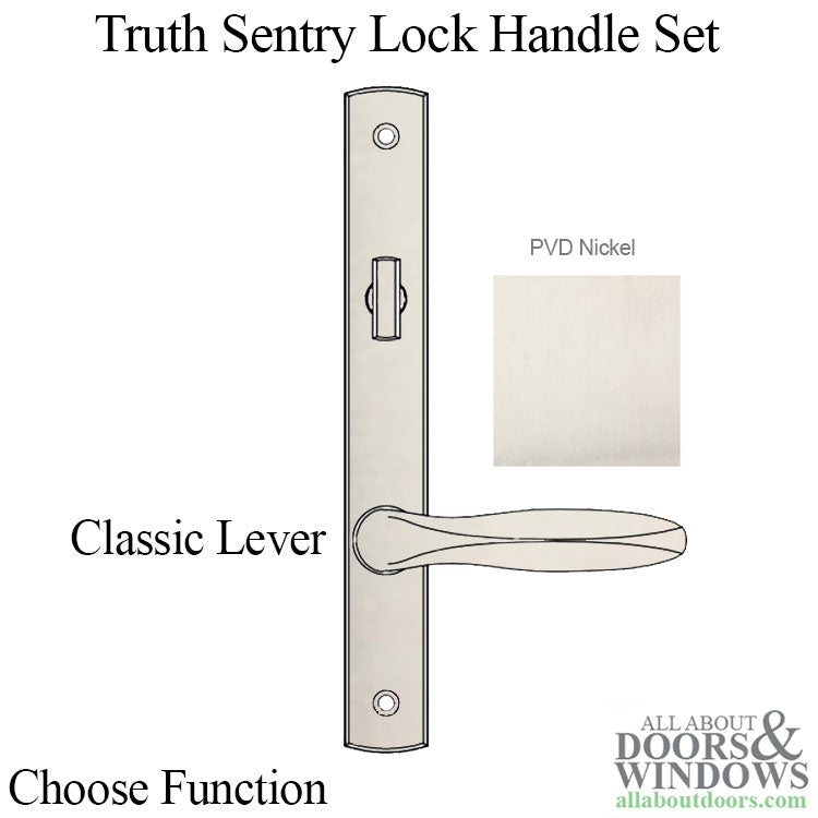 Truth® Sentry Lock Handle Set, Classic, Decorative finishes over Brass, PVD Nickel
