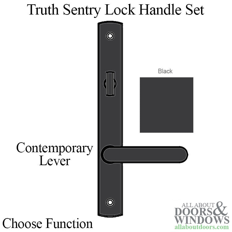 Truth® Sentry Lock Handle Set, Contemporary, Painted Over Zinc, Black