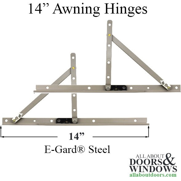Amesbury Truth 13.14 Awning Window Hinge & Track Pair, 14" E-Gard Steel, Left & Right