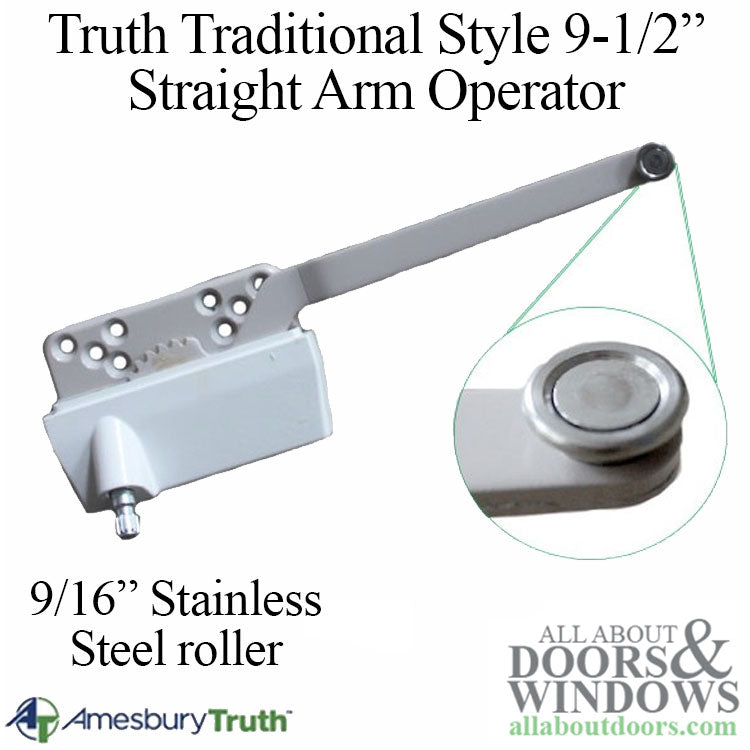 Truth Traditional 9-1/2" Straight Arm, Metal Stainless Steel Roller, Right Hand